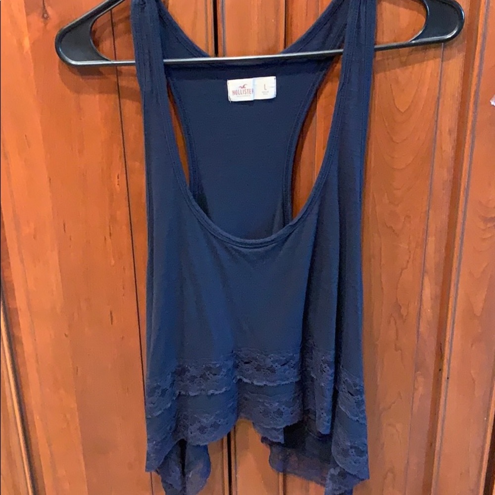 Blue lace crop top